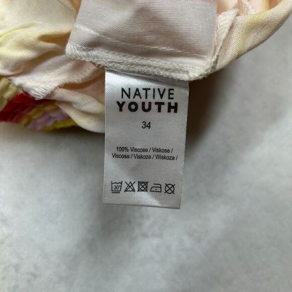 Native Youth Raze Watercolor Striped Shorts Mens 34 Sustainable Eco Yellow - Picture 7 of 9